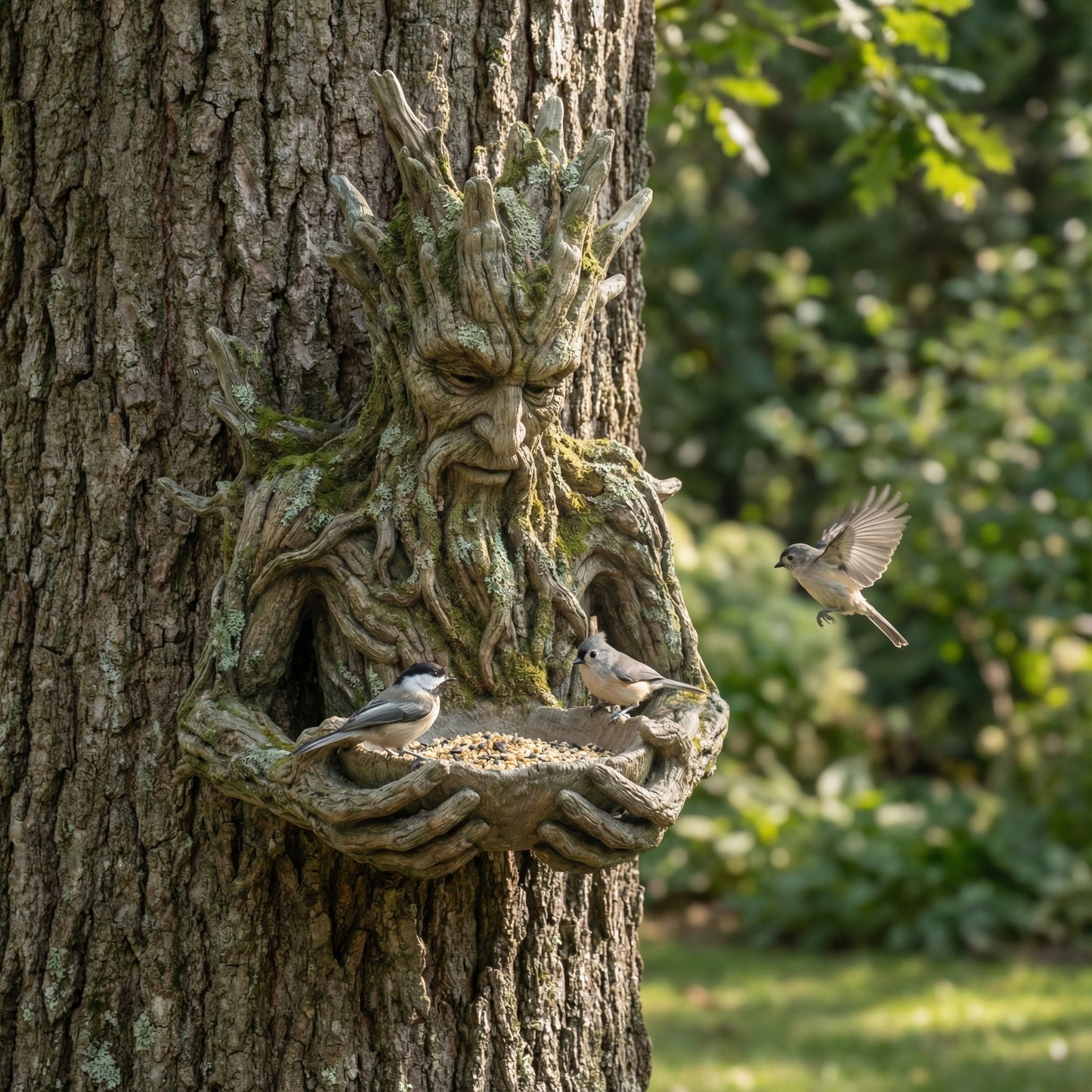🌳 Das stille Angebot – Eine in einen Baum integrierte Vogelfutter-Skulptur