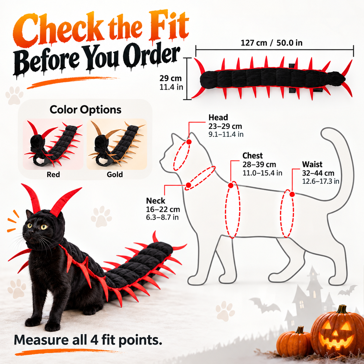 🎃 Gruselig-süßes Halloween-Kostüm „Tausendfüßler“ – 3D-Krabbel-Outfit für Hunde & Katzen 🐾