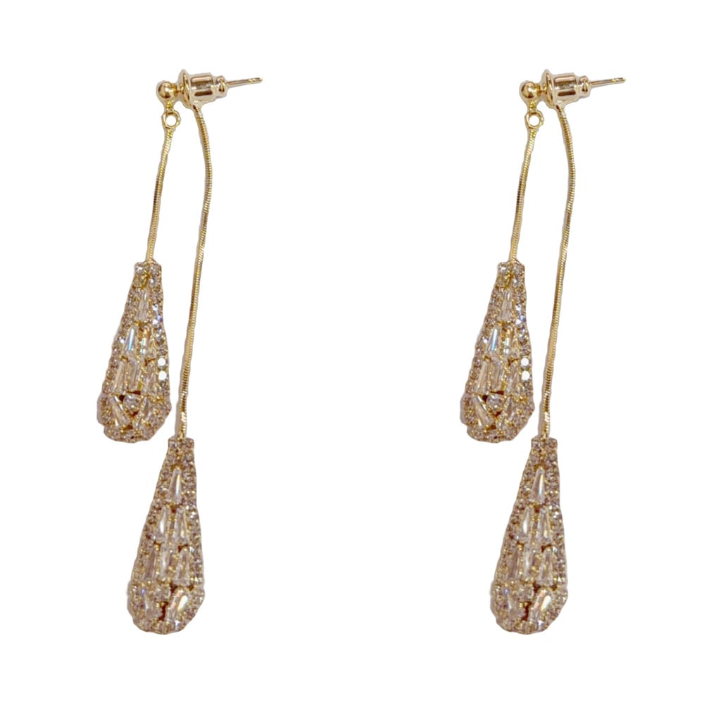 💎 Elegante Damenohrringe mit Zirkonia – beidseitig, tropfenförmig, mit Quasten