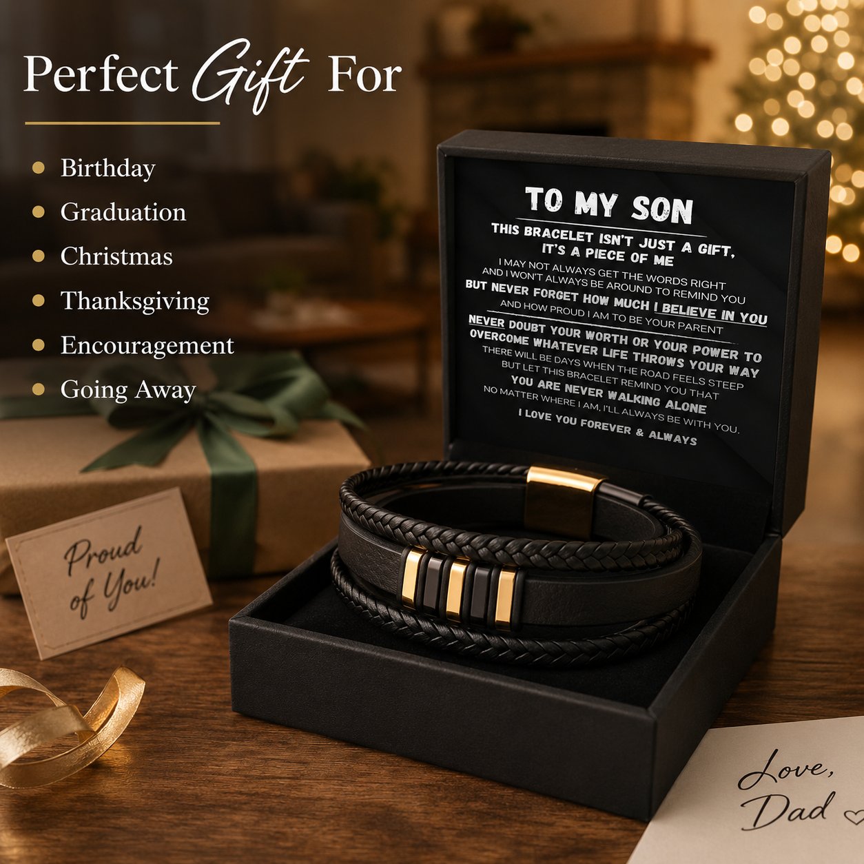 🖤Für meinen Sohn – Geflochtenes Armband-Set „Never Walk Alone“