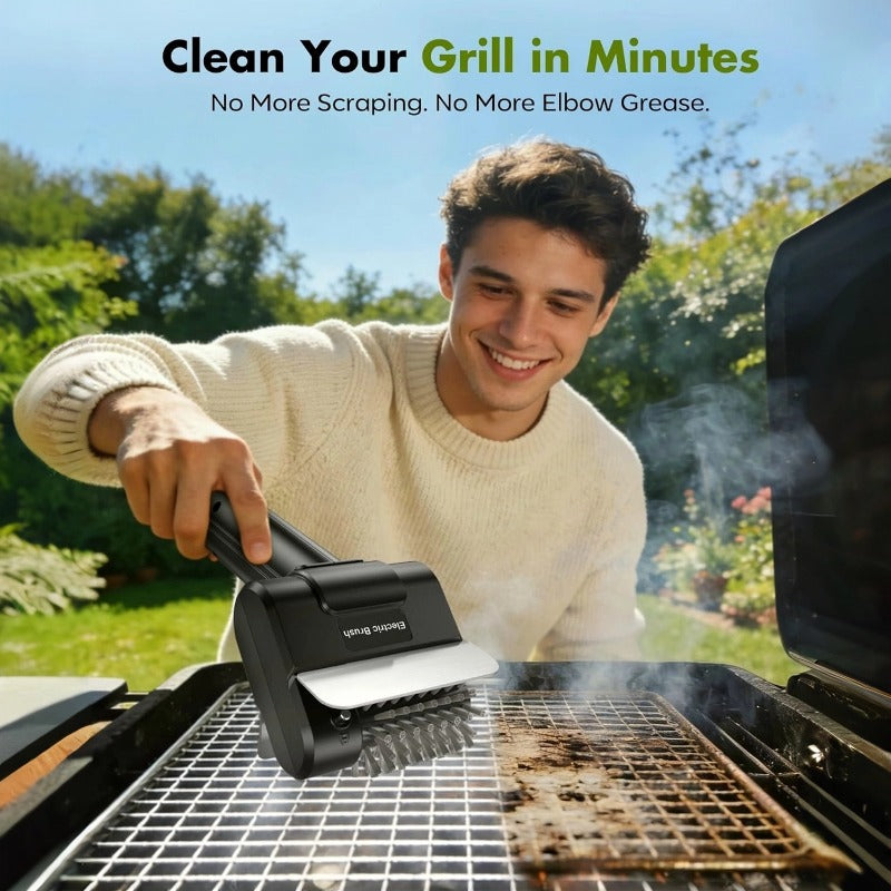 Elektrische Grillreinigungsbürste | Drahtbürste aus Edelstahl – Kraftvoller Schrubber für Grillroste, Rostentferner & Grillzubehör für den Außenbereich