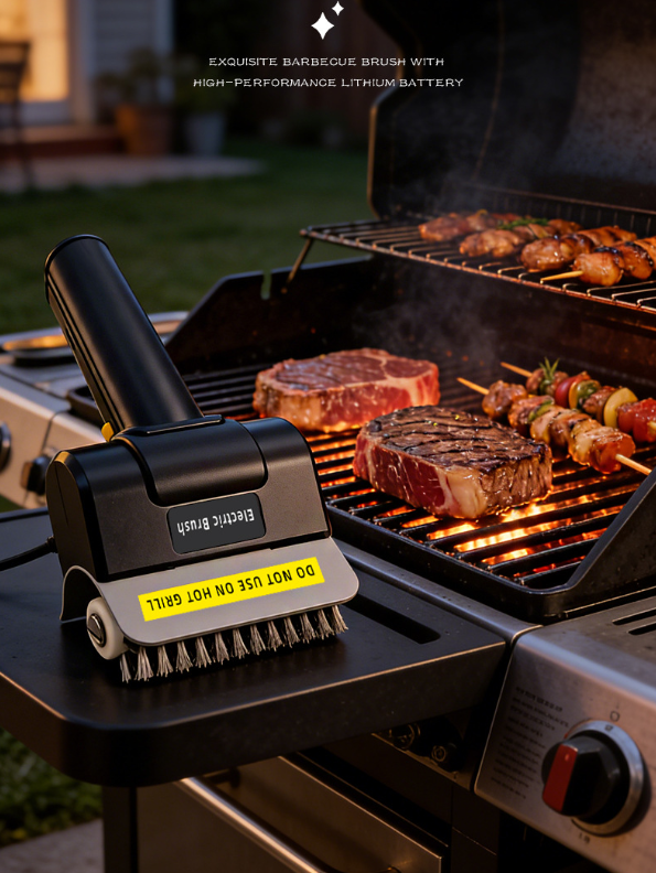Elektrische Grillreinigungsbürste | Drahtbürste aus Edelstahl – Kraftvoller Schrubber für Grillroste, Rostentferner & Grillzubehör für den Außenbereich