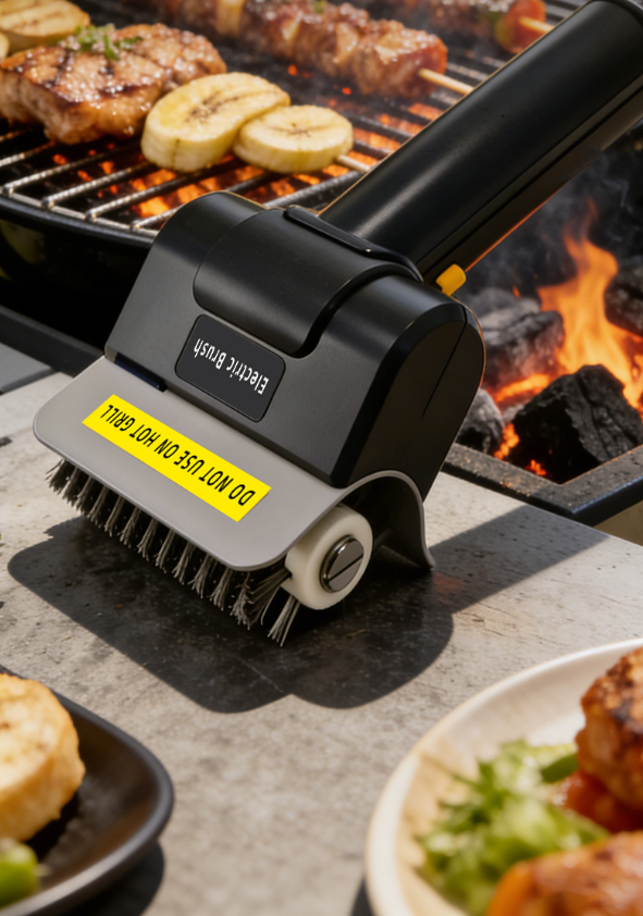 Elektrische Grillreinigungsbürste | Drahtbürste aus Edelstahl – Kraftvoller Schrubber für Grillroste, Rostentferner & Grillzubehör für den Außenbereich
