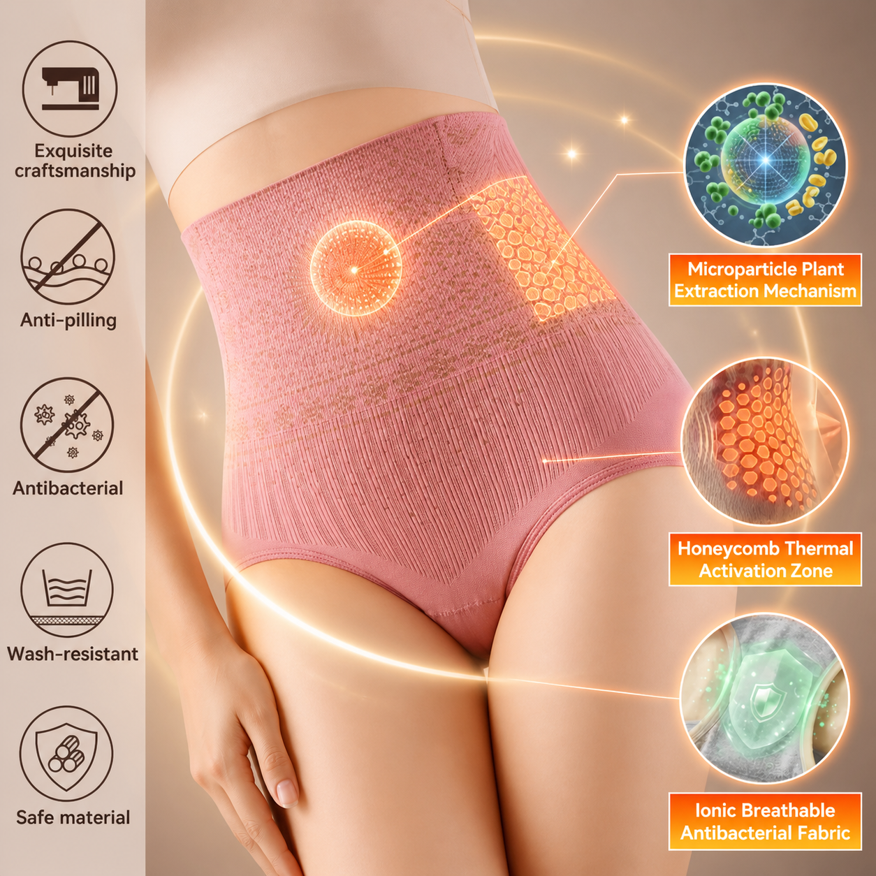 4-in-1 formende und fettverbrennende Mikrofaser-Shorts