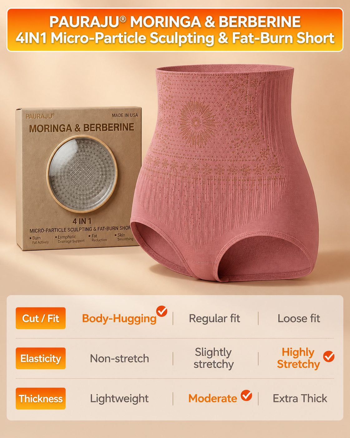 4-in-1 formende und fettverbrennende Mikrofaser-Shorts