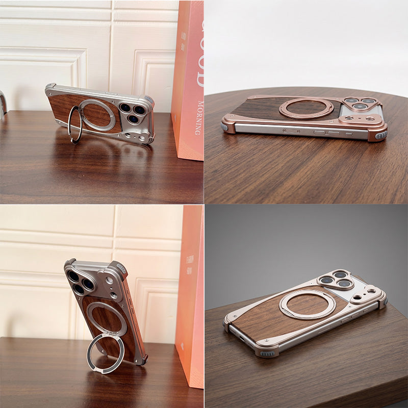 Handyhülle mit Metallrahmen und Walnussholz für das iPhone – Kein unnötiges Volumen, pure Eleganz