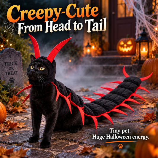 🎃 Gruselig-süßes Halloween-Kostüm „Tausendfüßler“ – 3D-Krabbel-Outfit für Hunde & Katzen 🐾