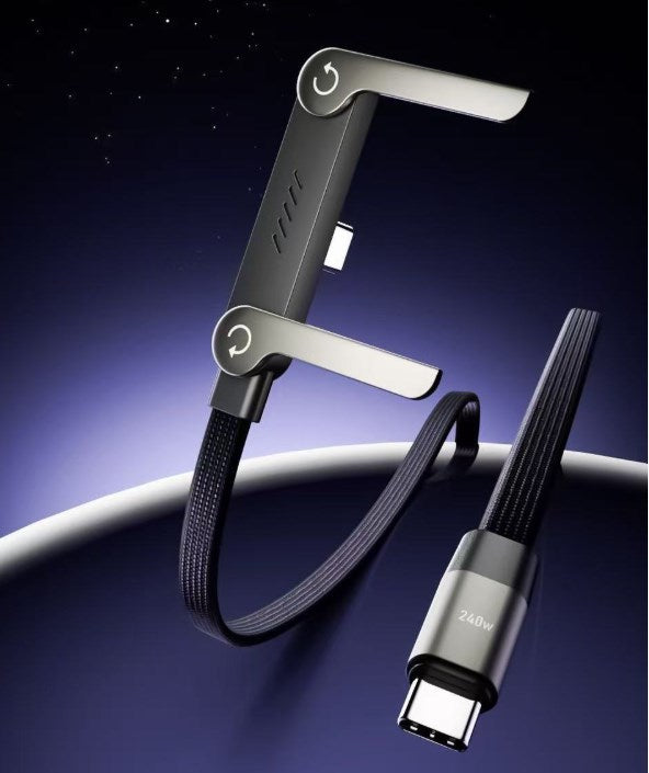 2-in-1 240W-Schnellladegerät & faltbarer Smartphone-Ständer: USB-C auf USB-C – Videos ansehen und gleichzeitig laden – Kompatibel mit iPhone 15–17, Huawei, Xiaomi, Honor