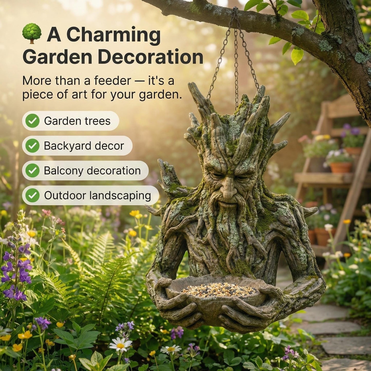 🌳 Das stille Angebot – Eine in einen Baum integrierte Vogelfutter-Skulptur