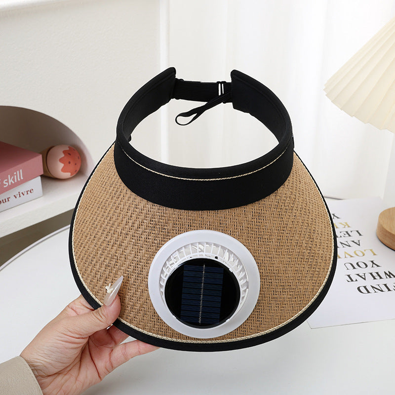 UV-Schutzvisier mit Ventilator / Wiederaufladbarer Sonnenhut mit Solarpanel