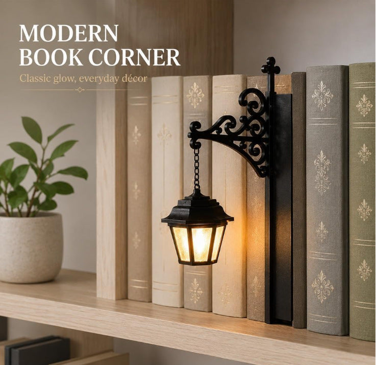 Dekorative Bücherregalbeleuchtung in Laterne-Optik | Vintage-LED-Lampe für Leseecken