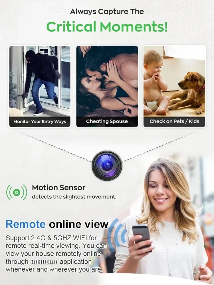 📸 Kabellose 1080p-Minikamera – so groß wie eine Münze, überall installierbar, Fernüberwachung in Echtzeit per Smartphone.