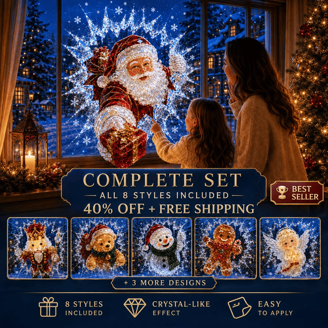 🔥SUPER-ANGEBOT: 49 % RABATT✨🎄Fensteraufkleber „Kristall-Einbruch“ zu Weihnachten – 3D-Fensterdeko mit Splitterglas-Optik
