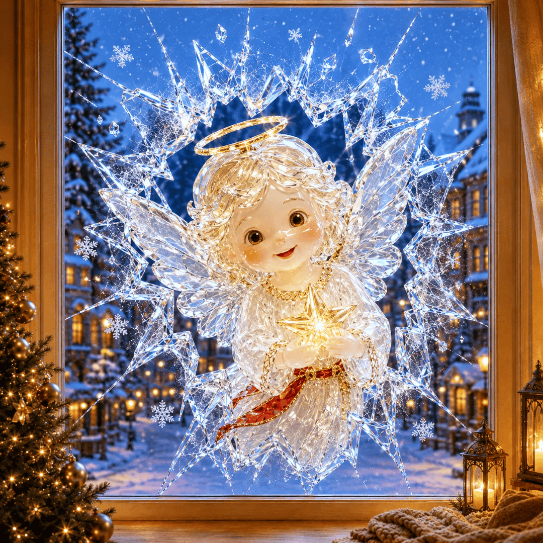 🔥SUPER-ANGEBOT: 49 % RABATT✨🎄Fensteraufkleber „Kristall-Einbruch“ zu Weihnachten – 3D-Fensterdeko mit Splitterglas-Optik