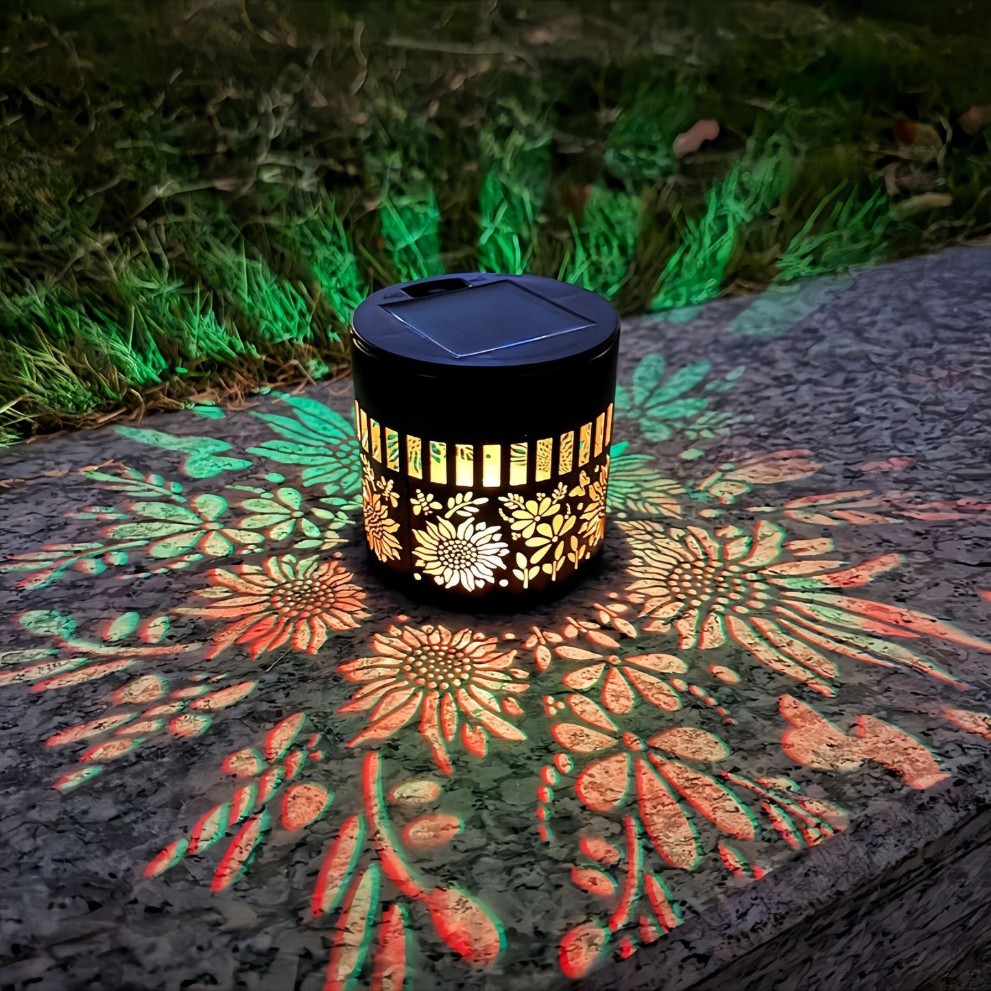 Solarbetriebenes Mandala-/Sonnenblumen-Projektionslicht