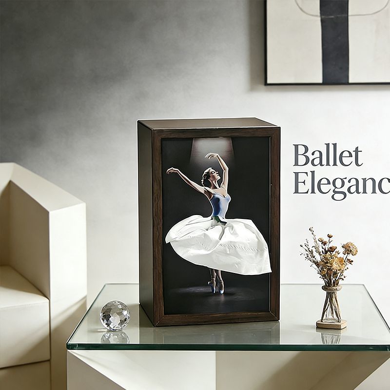 Papiertablett aus massivem Walnussholz mit Ballettmotiv / Serviettenhalter aus Naturholz