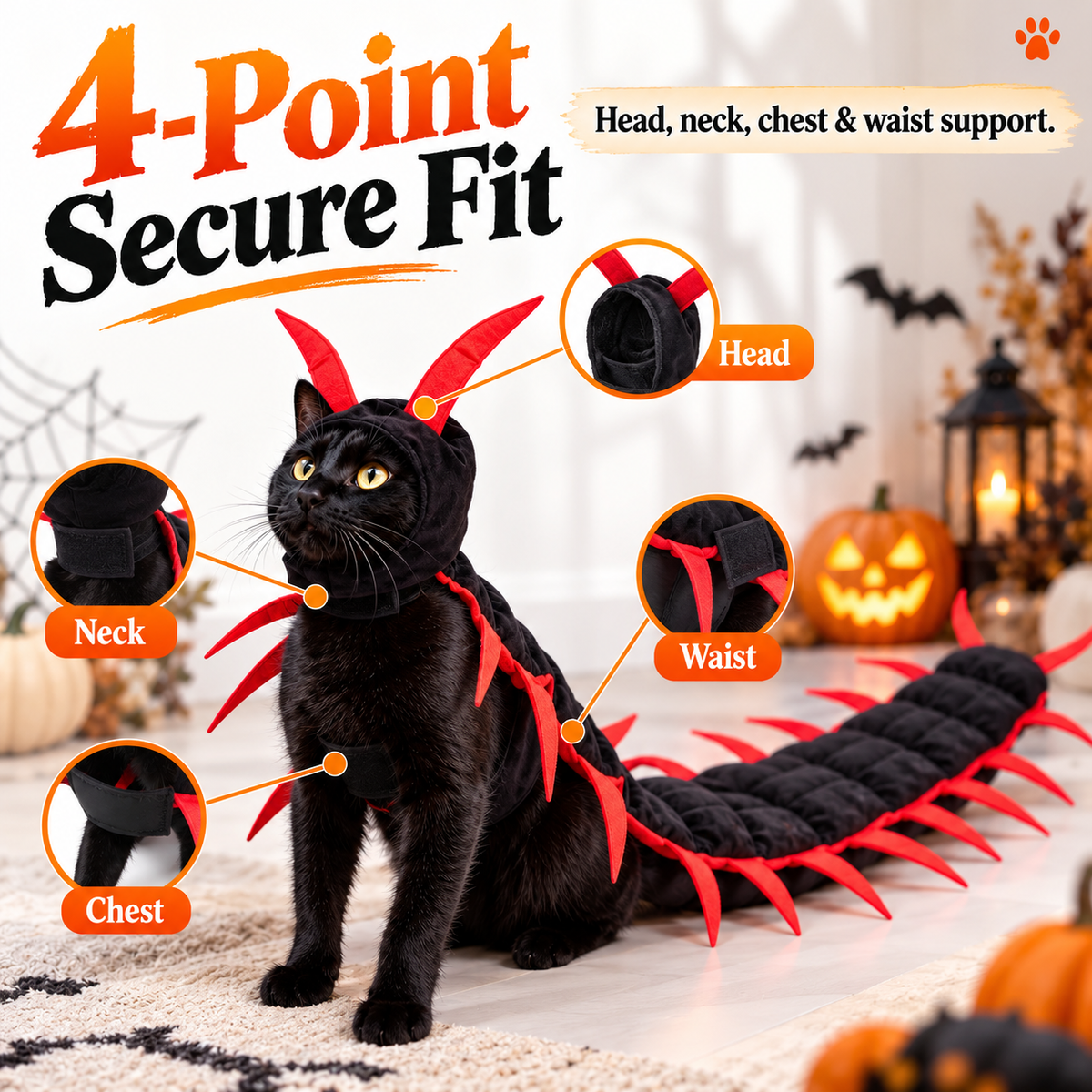 🎃 Gruselig-süßes Halloween-Kostüm „Tausendfüßler“ – 3D-Krabbel-Outfit für Hunde & Katzen 🐾