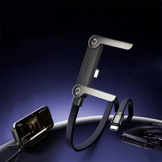 2-in-1 240W-Schnellladegerät & faltbarer Smartphone-Ständer: USB-C auf USB-C – Videos ansehen und gleichzeitig laden – Kompatibel mit iPhone 15–17, Huawei, Xiaomi, Honor
