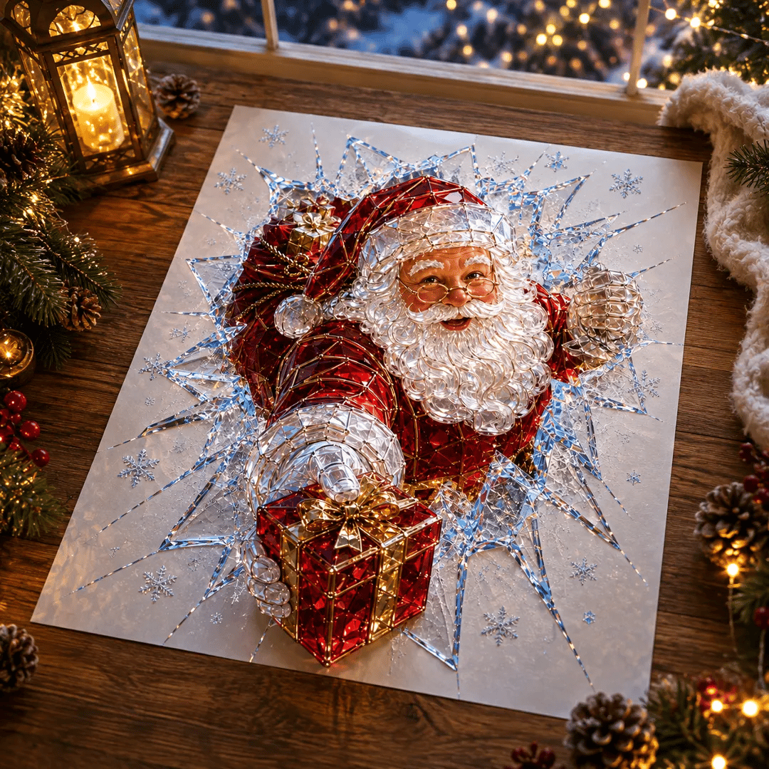 🔥SUPER-ANGEBOT: 49 % RABATT✨🎄Fensteraufkleber „Kristall-Einbruch“ zu Weihnachten – 3D-Fensterdeko mit Splitterglas-Optik