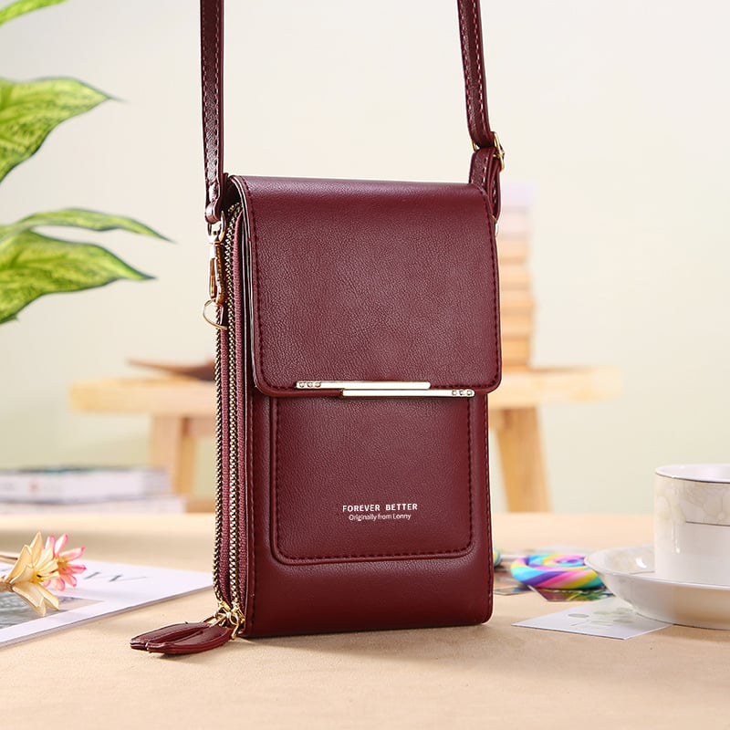 👜📱 Schlichtes und elegantes Touchscreen-Handyporto für Damen, um die Schulter zu tragen