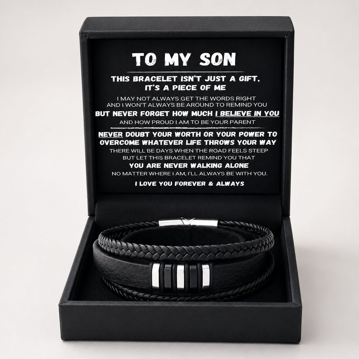 🖤Für meinen Sohn – Geflochtenes Armband-Set „Never Walk Alone“