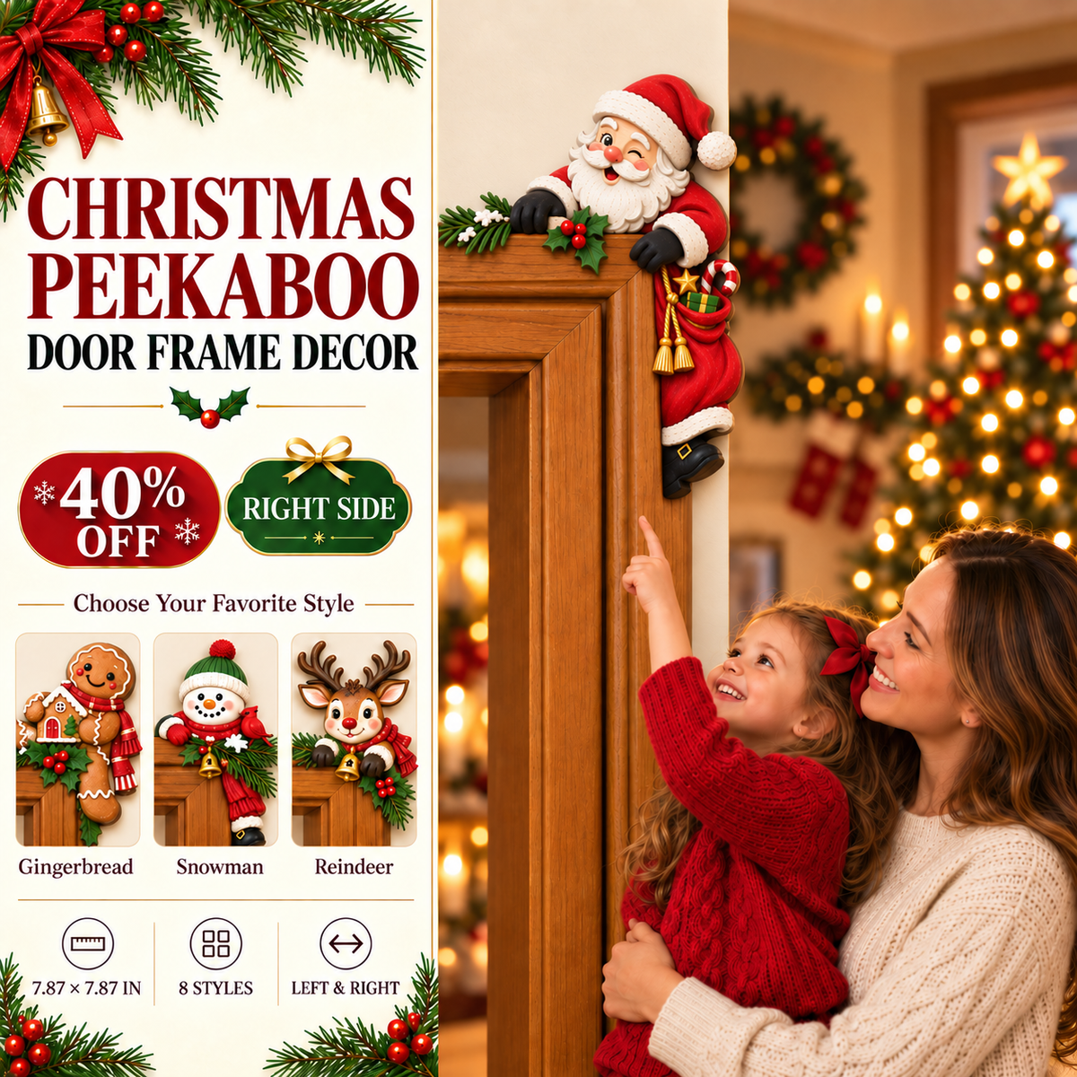 Weihnachtsdekoration für die Ecke des Türrahmens