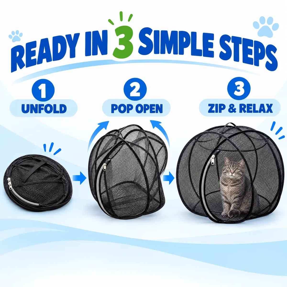 ⏳ Letzter Tag: 49 % Rabatt – 🐱 Pop-up-Spielgehege für Katzen | 81 cm (32 Zoll) großes, atmungsaktives Netzgehege für drinnen und draußen 🌿
