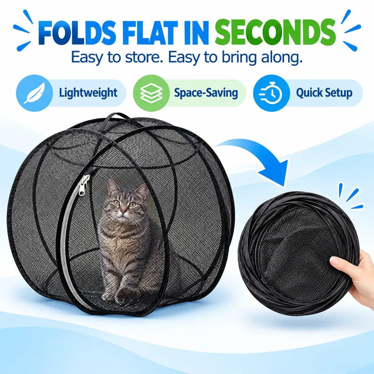 ⏳ Letzter Tag: 49 % Rabatt – 🐱 Pop-up-Spielgehege für Katzen | 81 cm (32 Zoll) großes, atmungsaktives Netzgehege für drinnen und draußen 🌿