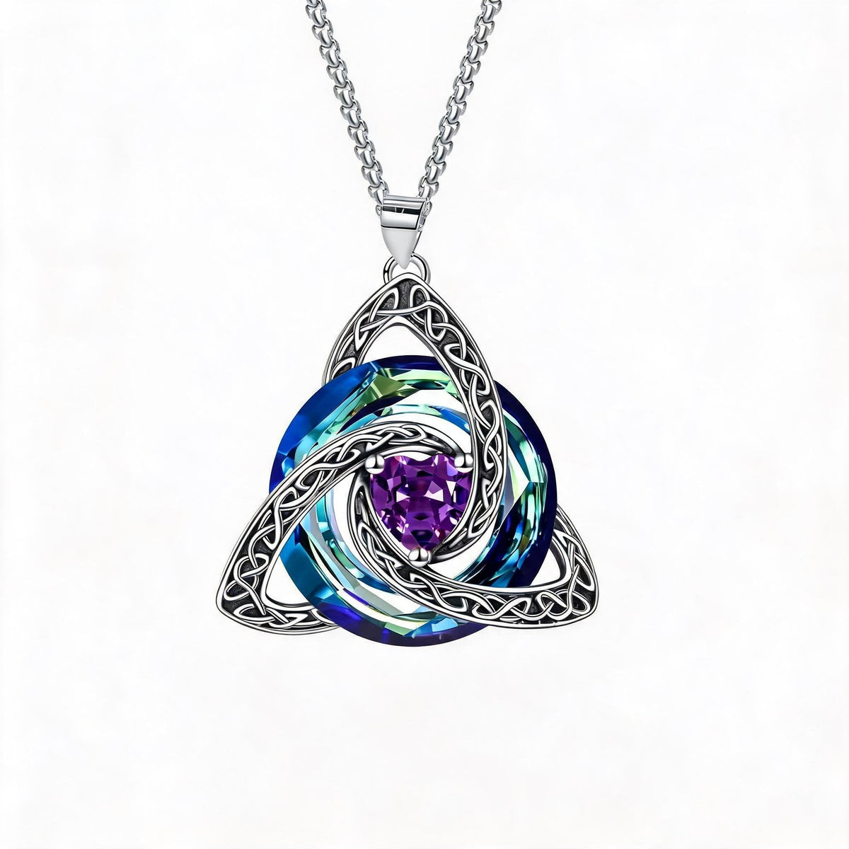💎🔮 Halskette mit keltischem Triquetra-Knoten und Geburtsstein