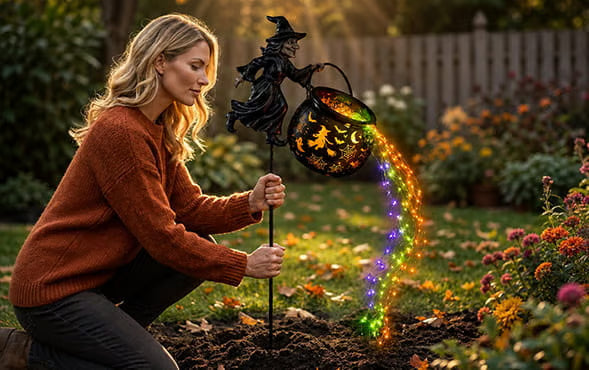 Hexenkessel-Gartenleuchte – Magischer Braukessel für Ihre Halloween-Gartendekoration