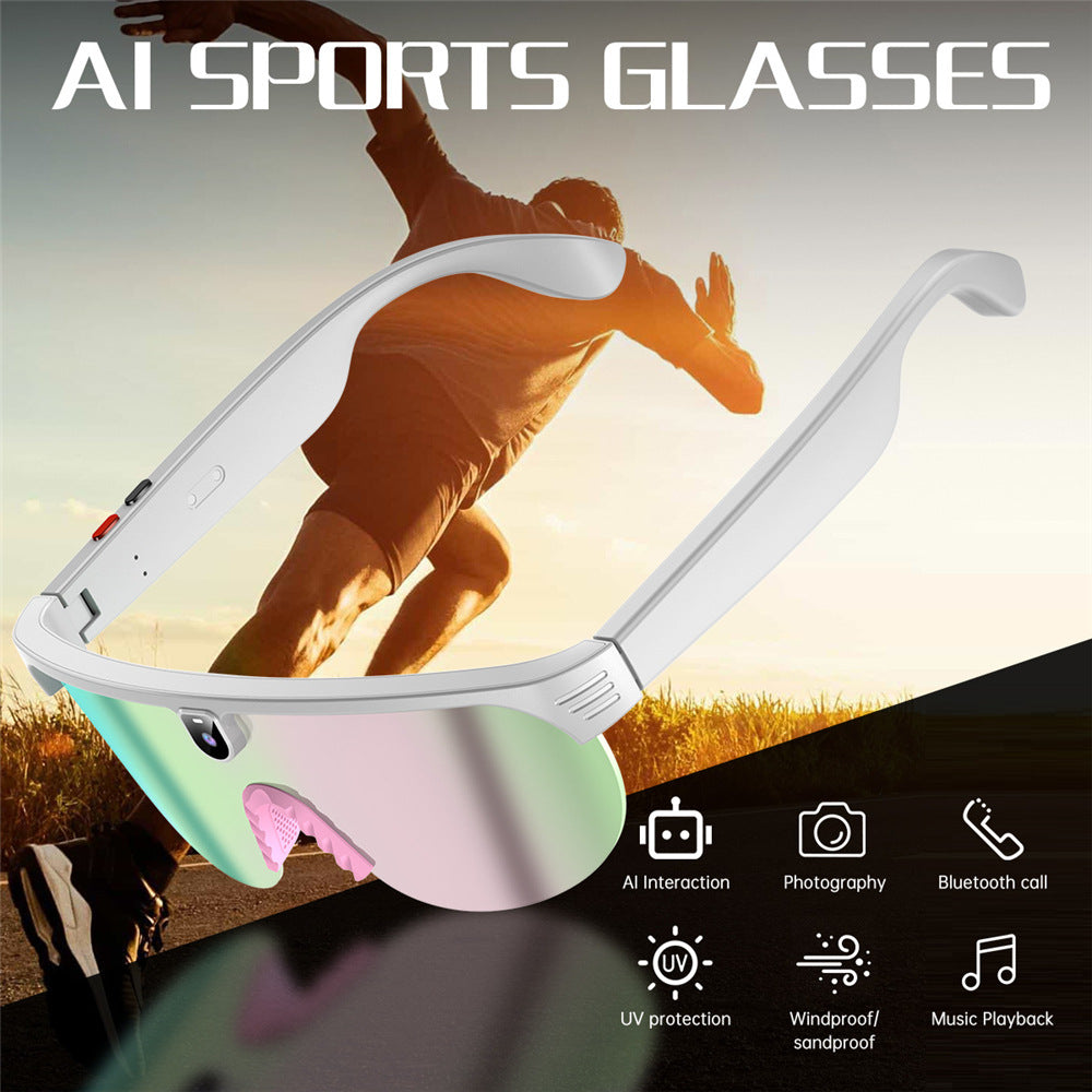 Intelligente KI-Brille | 8-MP-Kamera, 1200P-Videoaufnahme – Bluetooth-Anrufe und Musikwiedergabe für Outdoor-Sportarten wie Radfahren