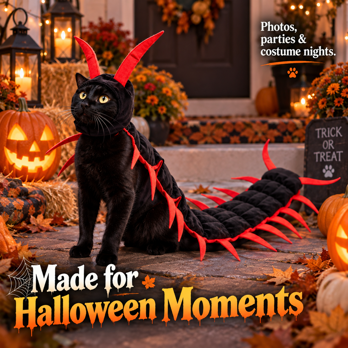 🎃 Gruselig-süßes Halloween-Kostüm „Tausendfüßler“ – 3D-Krabbel-Outfit für Hunde & Katzen 🐾