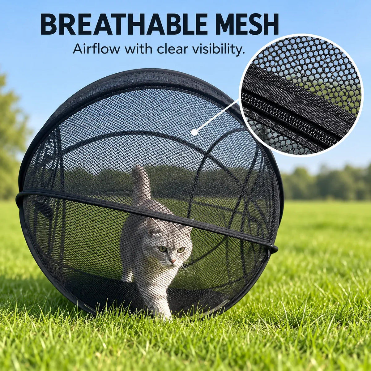 ⏳ Letzter Tag: 49 % Rabatt – 🐱 Pop-up-Spielgehege für Katzen | 81 cm (32 Zoll) großes, atmungsaktives Netzgehege für drinnen und draußen 🌿