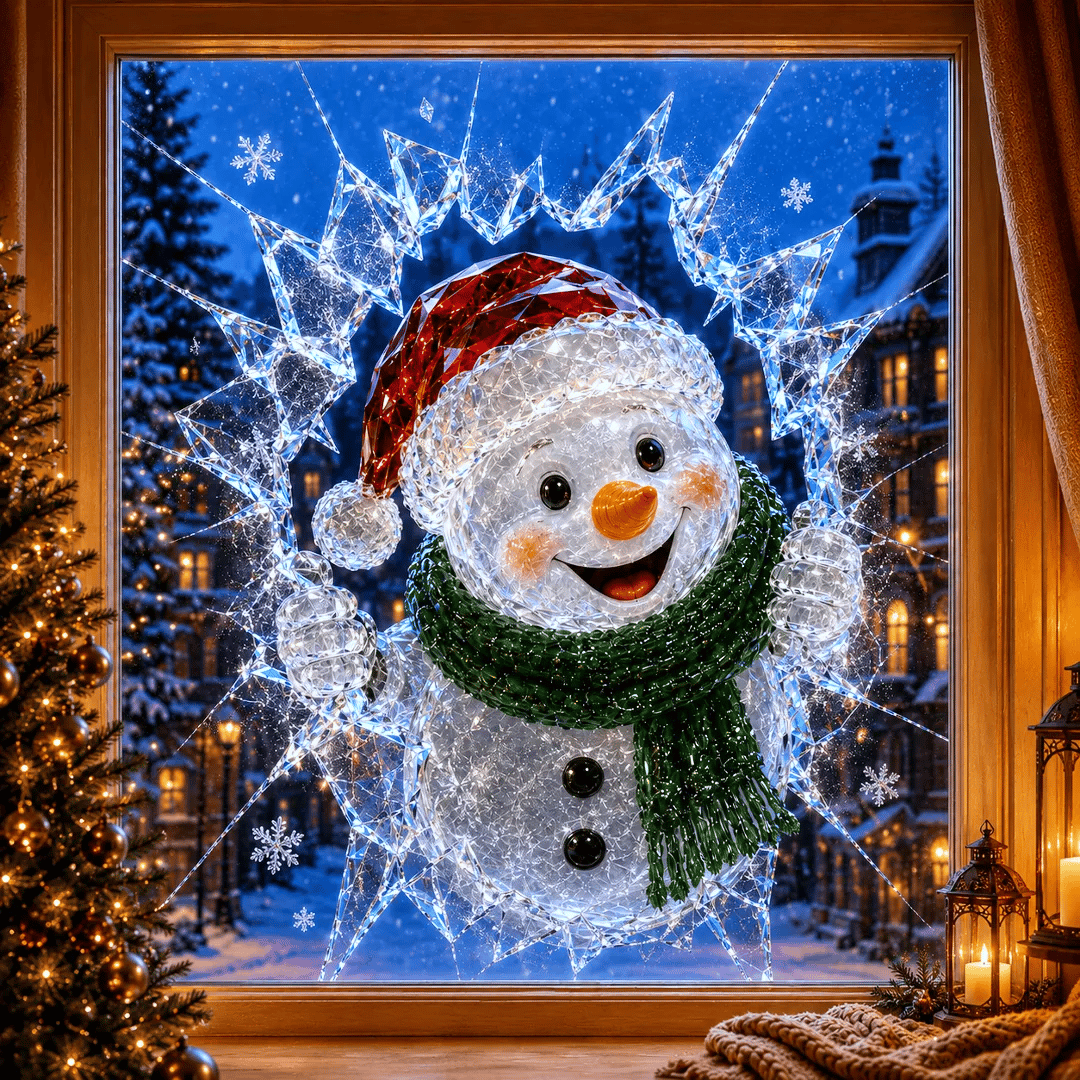 🔥SUPER-ANGEBOT: 49 % RABATT✨🎄Fensteraufkleber „Kristall-Einbruch“ zu Weihnachten – 3D-Fensterdeko mit Splitterglas-Optik