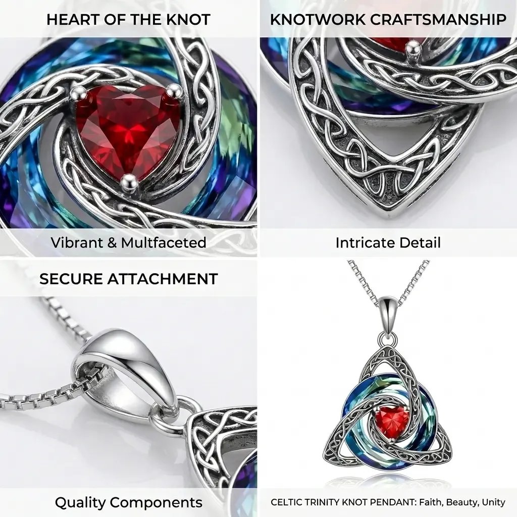 💎🔮 Halskette mit keltischem Triquetra-Knoten und Geburtsstein