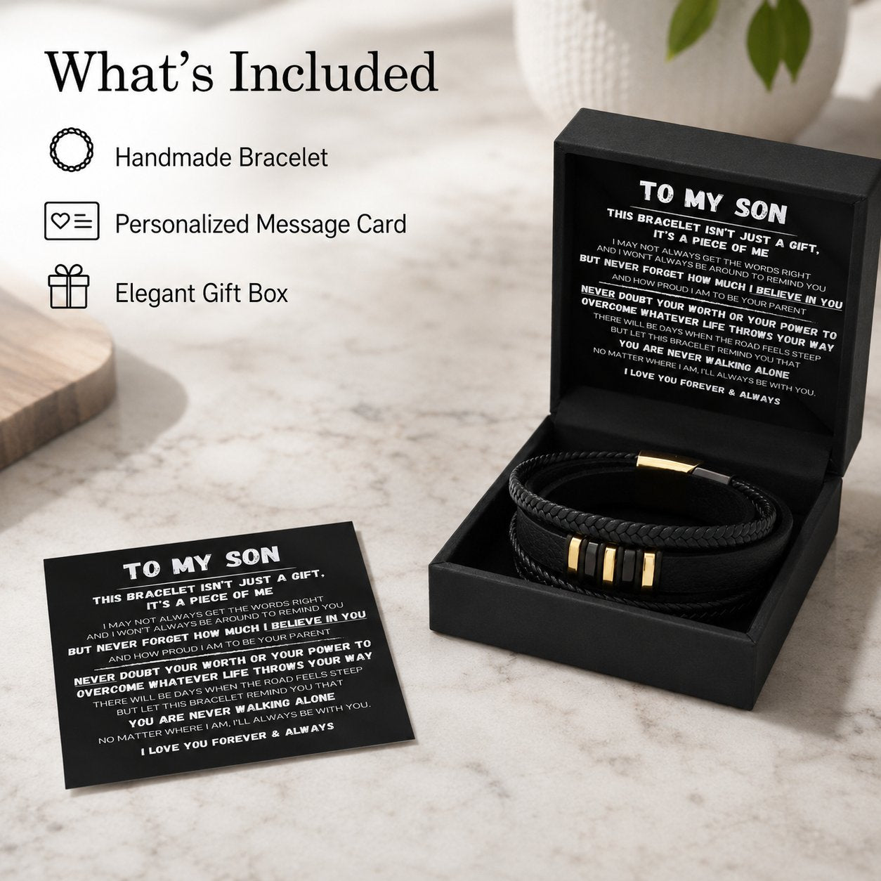 🖤Für meinen Sohn – Geflochtenes Armband-Set „Never Walk Alone“