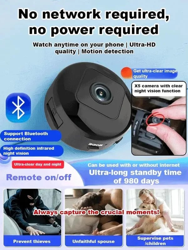 📸 Kabellose 1080p-Minikamera – so groß wie eine Münze, überall installierbar, Fernüberwachung in Echtzeit per Smartphone.