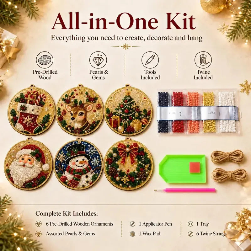 ⏳ Letzter Tag: 49 % Rabatt – 🎄 Anfängerfreundliches DIY-Set für weihnachtliche Perlen- und Edelstein-Diamantmalerei | 6 festliche Ornament-Designs mit funkelnden Perlen, facettierten Edelsteinen und dreidimensionalen Details 💕