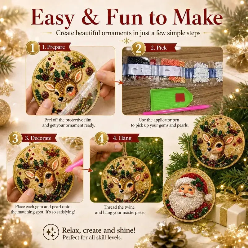 ⏳ Letzter Tag: 49 % Rabatt – 🎄 Anfängerfreundliches DIY-Set für weihnachtliche Perlen- und Edelstein-Diamantmalerei | 6 festliche Ornament-Designs mit funkelnden Perlen, facettierten Edelsteinen und dreidimensionalen Details 💕