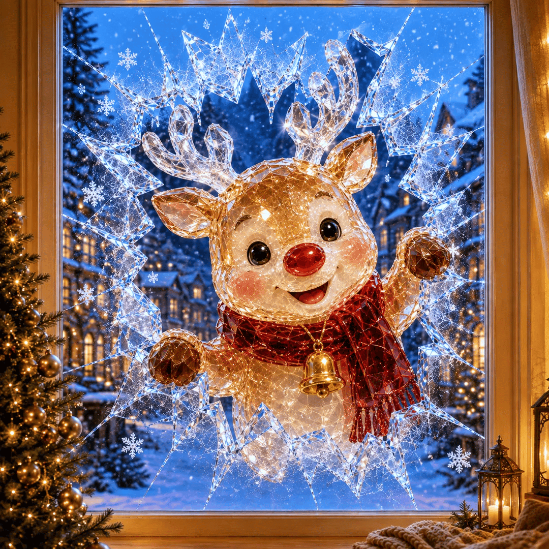 🔥SUPER-ANGEBOT: 49 % RABATT✨🎄Fensteraufkleber „Kristall-Einbruch“ zu Weihnachten – 3D-Fensterdeko mit Splitterglas-Optik