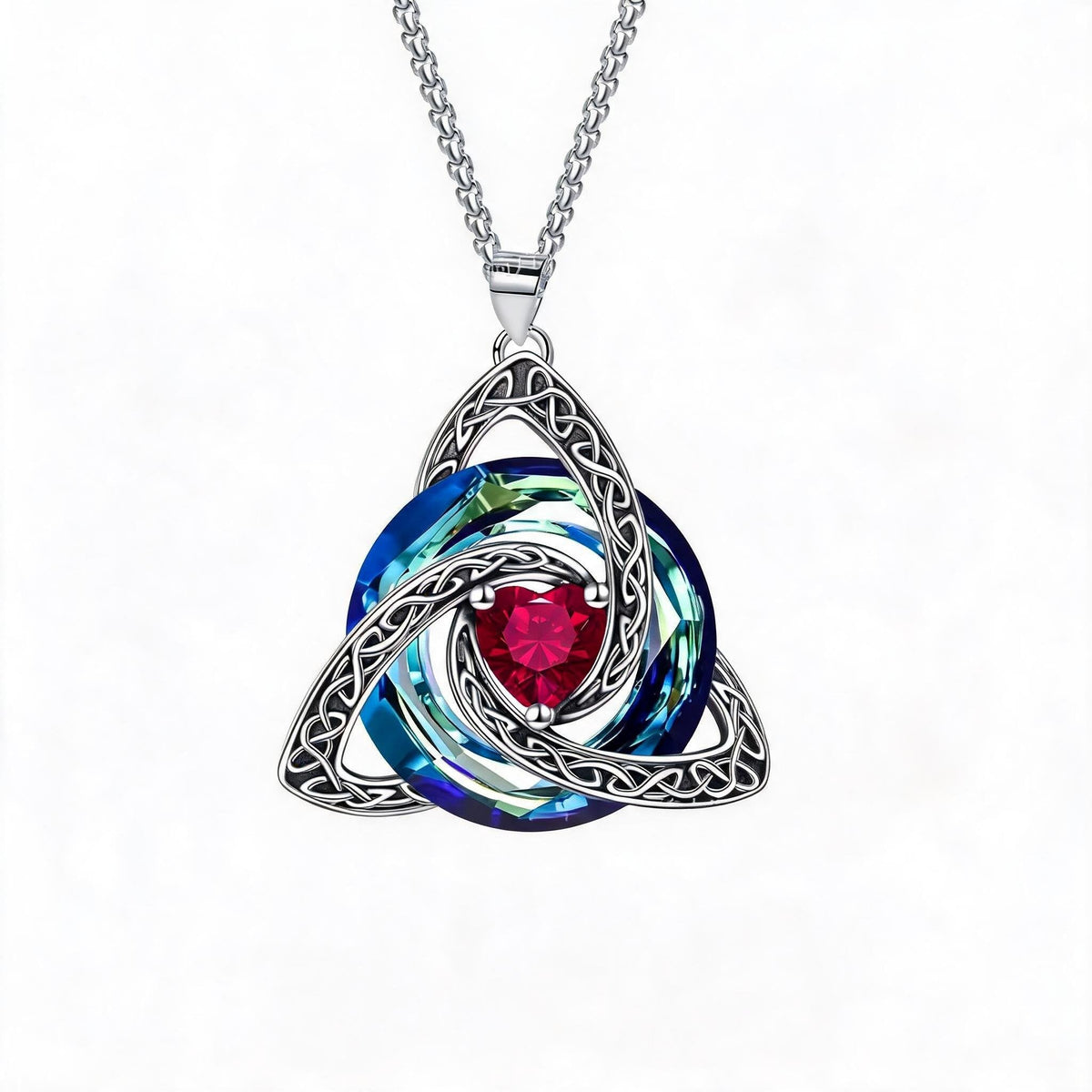 💎🔮 Halskette mit keltischem Triquetra-Knoten und Geburtsstein