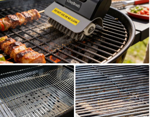 Elektrische Grillreinigungsbürste | Drahtbürste aus Edelstahl – Kraftvoller Schrubber für Grillroste, Rostentferner & Grillzubehör für den Außenbereich