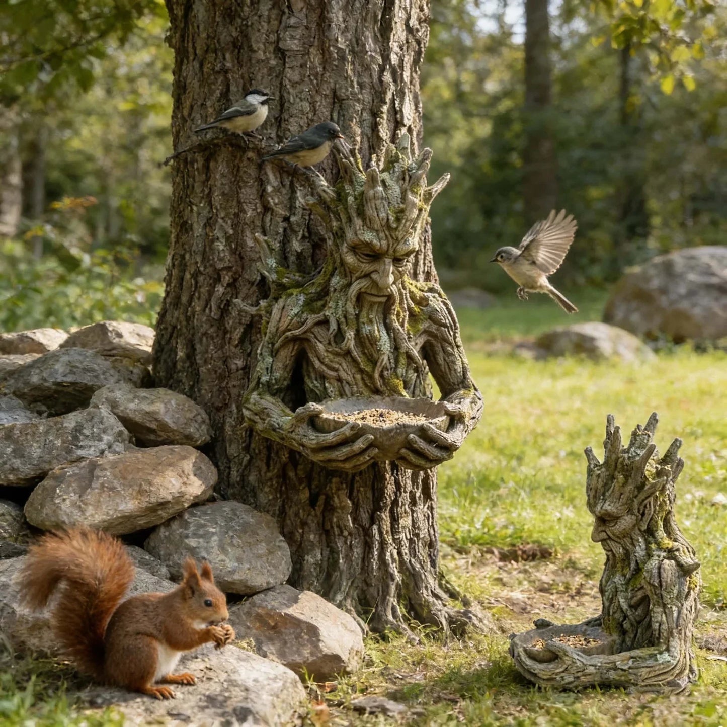 🌳 Das stille Angebot – Eine in einen Baum integrierte Vogelfutter-Skulptur