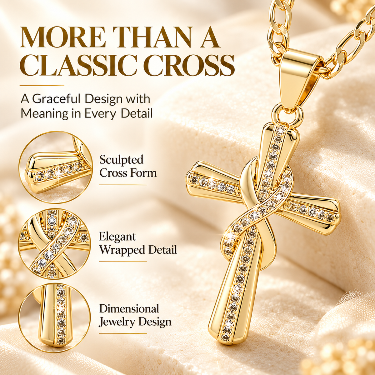 ✝️✨14K Gold-Plated Cross Pendant Necklace – Faith-Inspired Jewelry