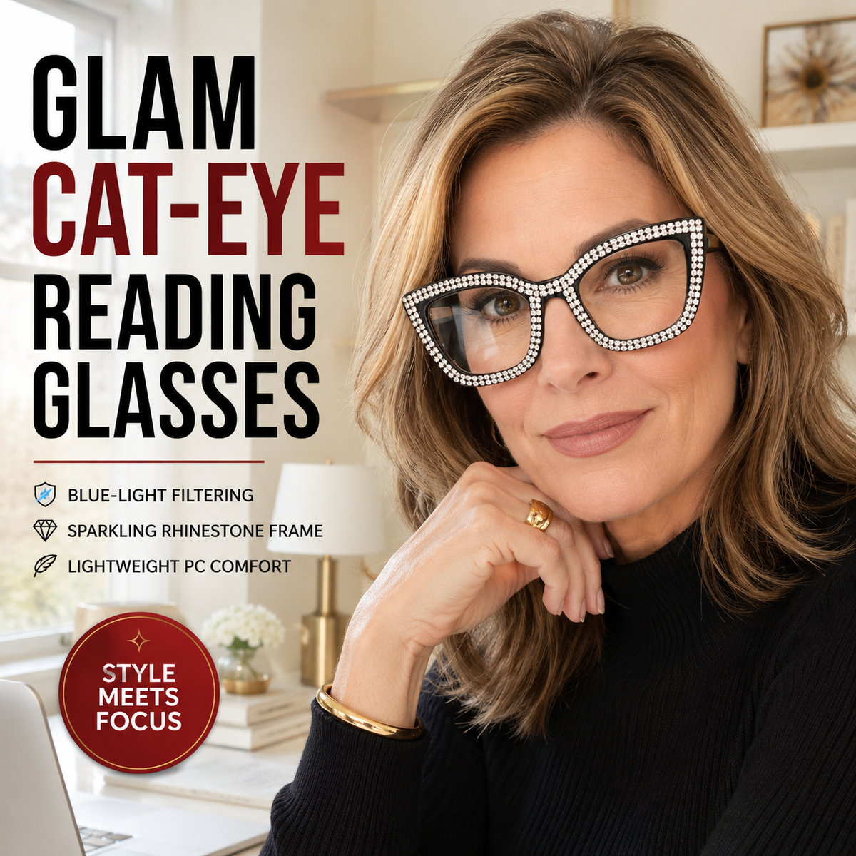 Lesebrille im Katzenaugen-Design mit Blaulichtschutz