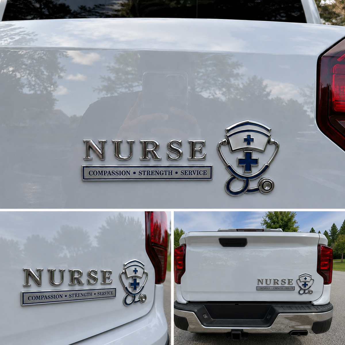 🏆 Aktion am letzten Tag: 49 % Rabatt! 💉 Auto-Emblem/Metallplakette „Nurse – Compassion, Strength, Service“ (Pflegekraft – Mitgefühl, Stärke, Dienst)