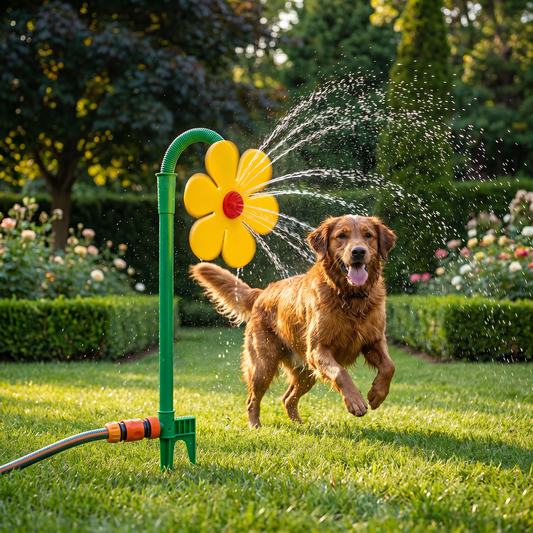 Rotierender Sonnenblumen-Sprinkler für Hunde