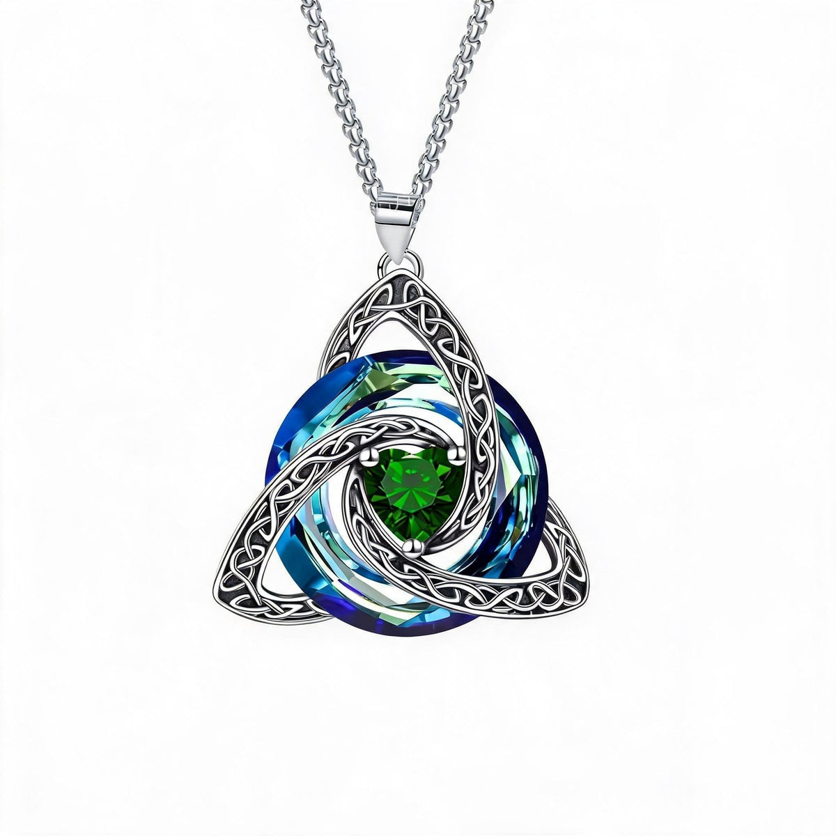 💎🔮 Halskette mit keltischem Triquetra-Knoten und Geburtsstein