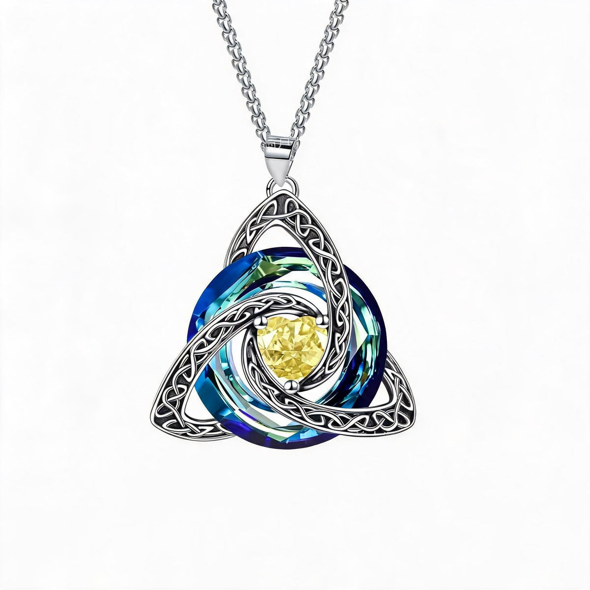💎🔮 Halskette mit keltischem Triquetra-Knoten und Geburtsstein