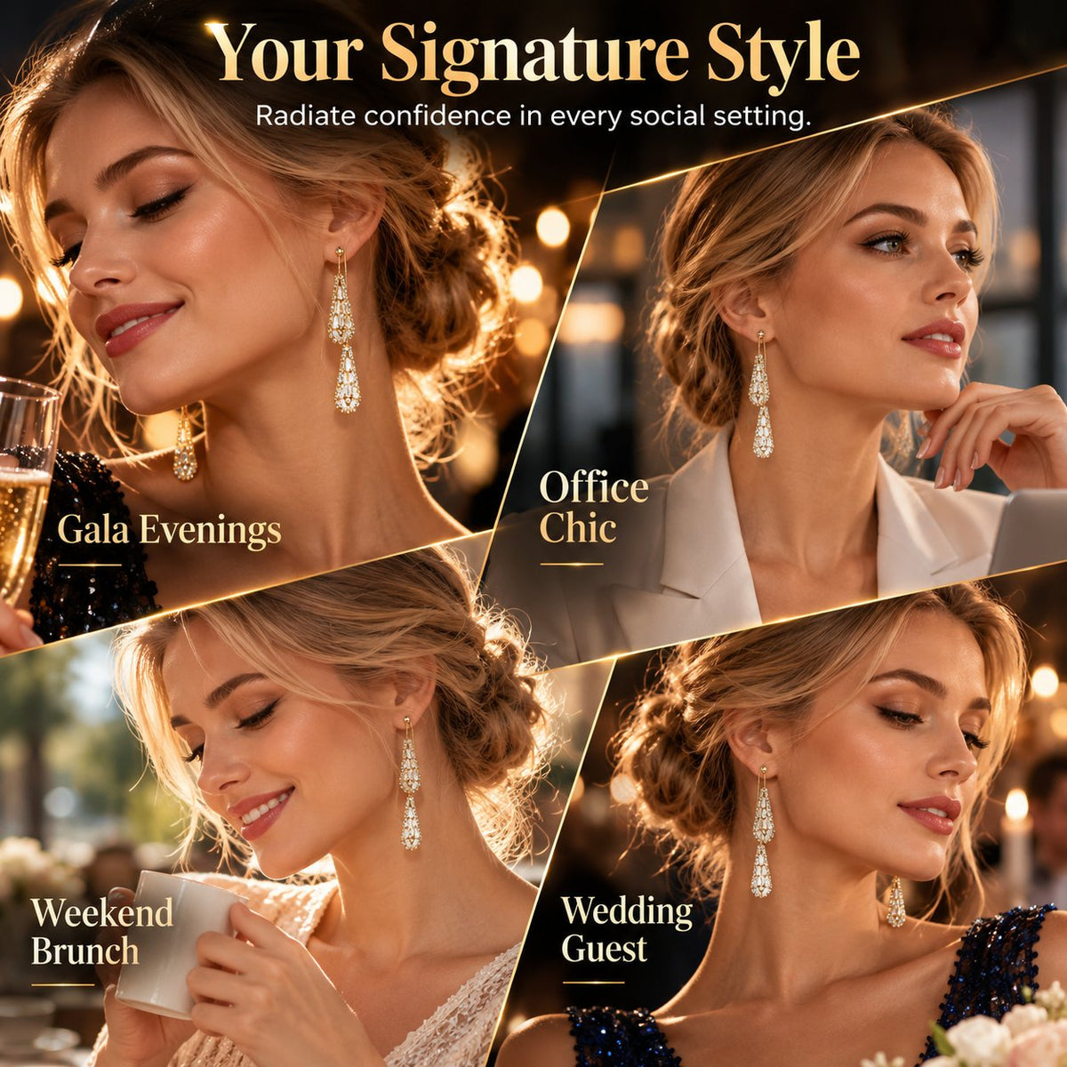 💎 Elegante Damenohrringe mit Zirkonia – beidseitig, tropfenförmig, mit Quasten